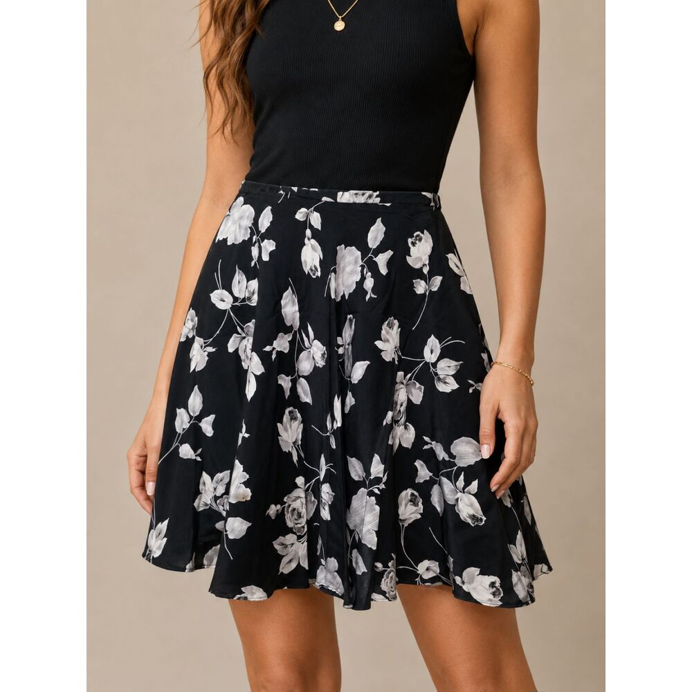 Casual Corner 100% Silk Floral Above the Knee-Length A-Line Skirt Size 12